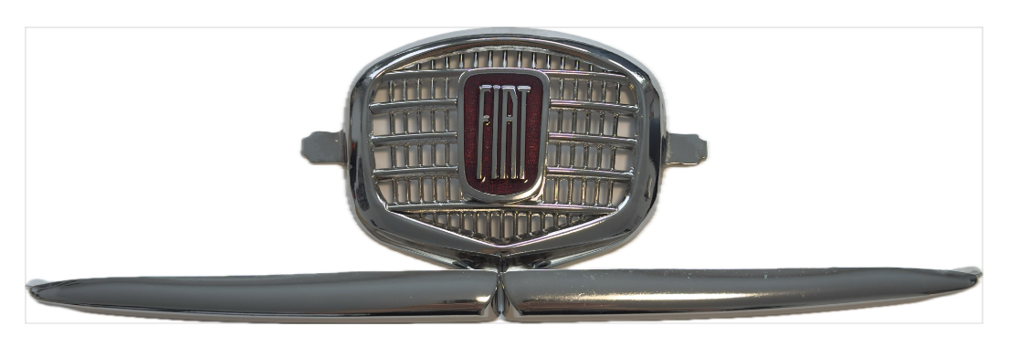 Frontemblem 3Teile, Ziergitter, Flügel, ALU verchromt Fiat 500 N/D/F