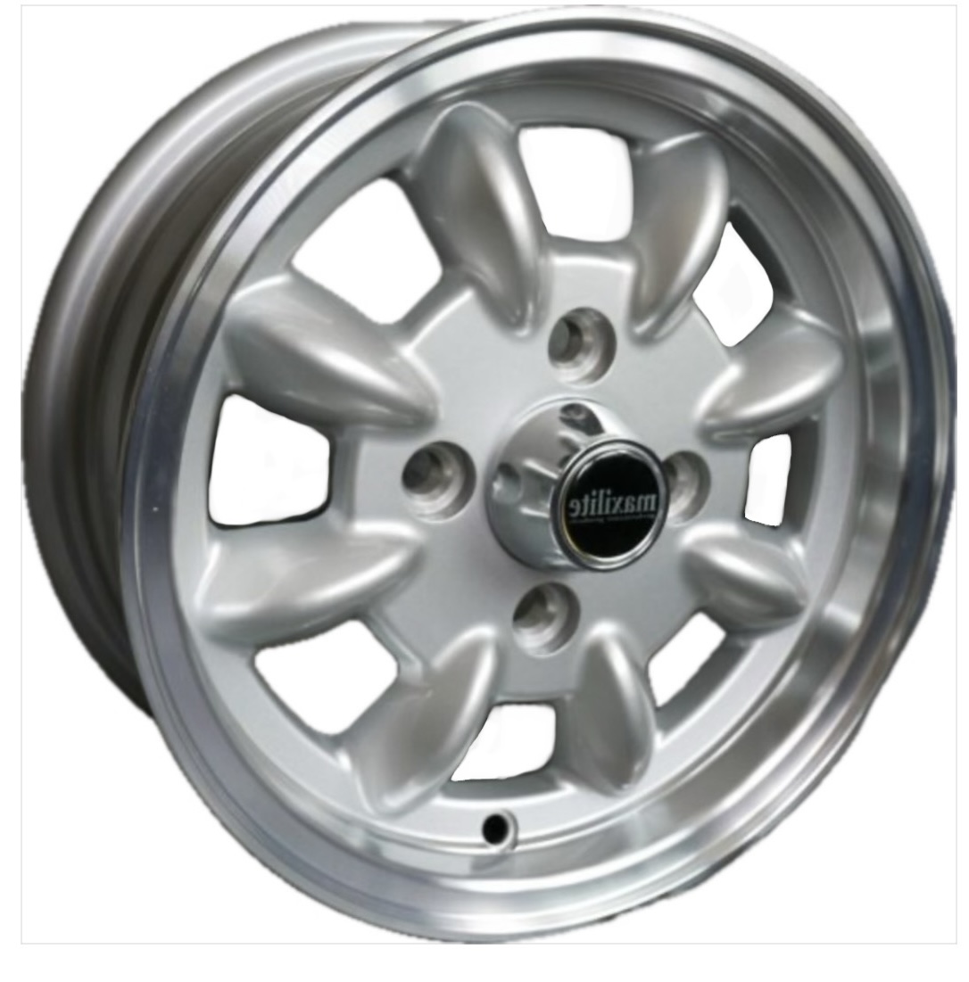 Alufelge 5×12″ 4×98 ET20 58.6 Silber poliert